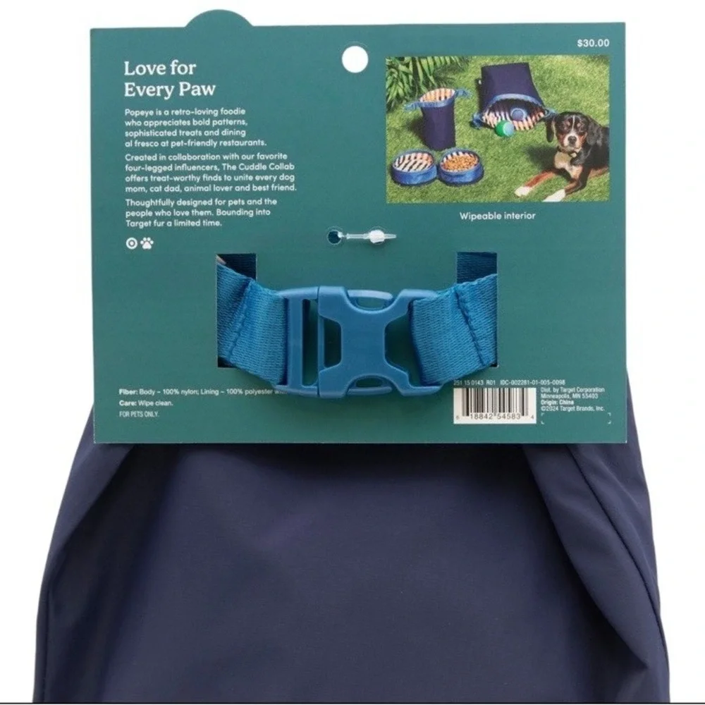 The Cuddle Collab with Popeye Travel Pet‎ Feeding Set 3 Piece, Navy